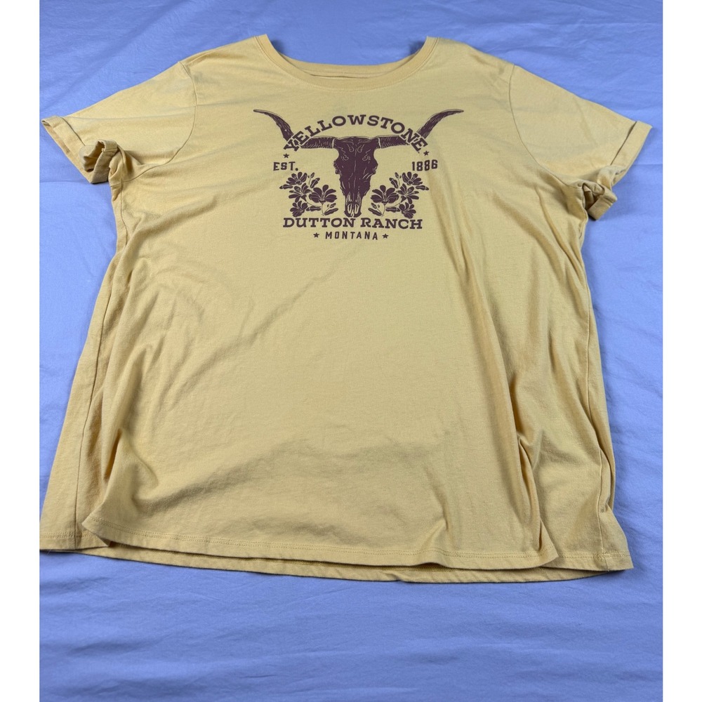 Torrid Yellowstone Dutton Ranch Montana Graphic T-Shirt Yellow Size 2X 40955168